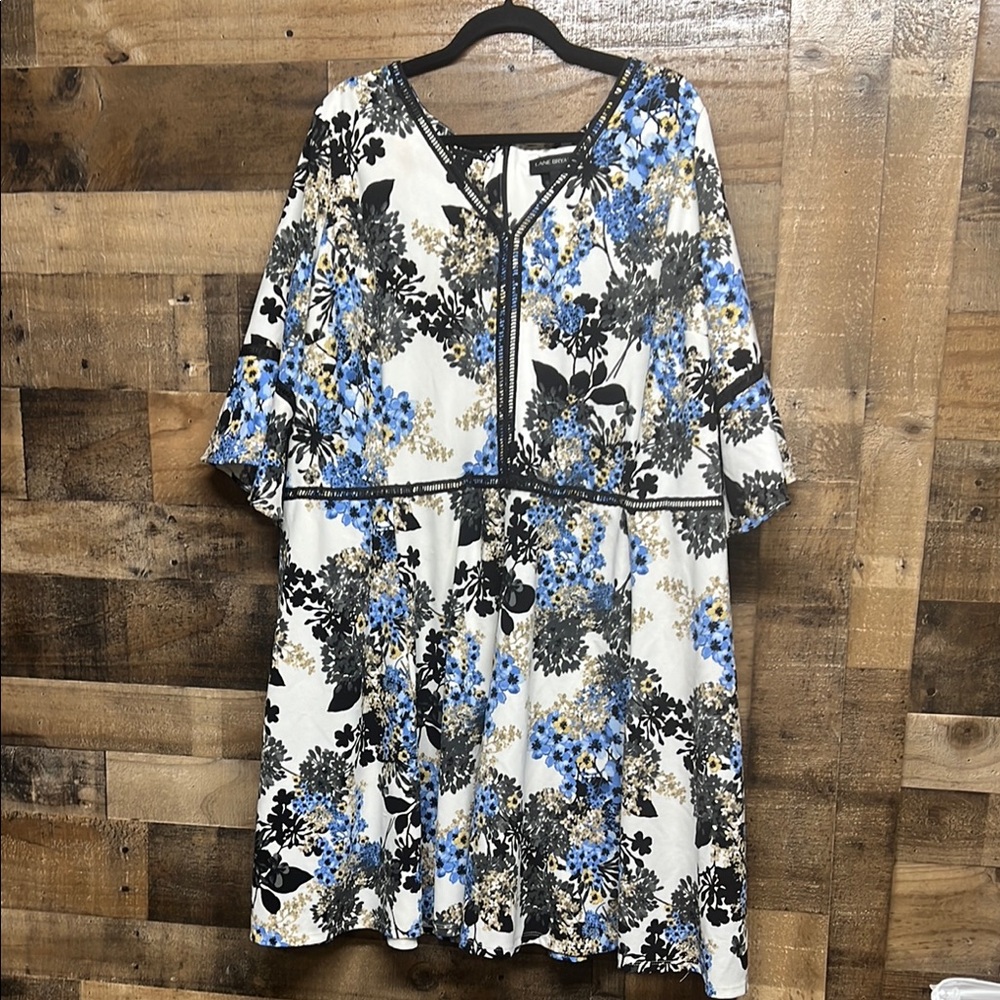 Lane Bryant Womens Floral Tunic Shirt Dress Size 28 Bell Sleeves‎